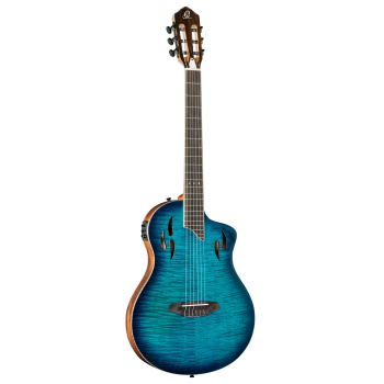 ORTEGA TourPlayer DeLuxe Nylon String Guitar 6-String - Flamed Maple Blue + Gig Bag RTPDLX-FMA