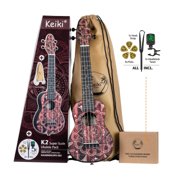 KEIKI K2 Series Superscale Soprano Ukulele Set - Agathis / Red Kaleidoscope K2SS-RKC