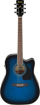 IBANEZ PF Performance Acoustic Guitar 6-String - Transparent Blue Sunburst PF15ECE-TBS