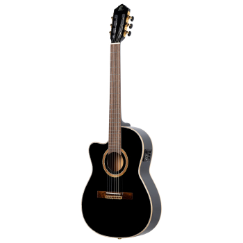 ORTEGA Performer Series 4/4 Thinline Classical Guitar 6-String Lefty - Black + Gig Bag RCE138-T4BK-L