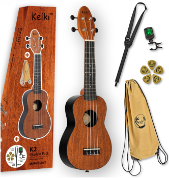 KEIKI K2 Series Soprano Ukulele Set - Agathis / Mahogany Natural K2-MAH