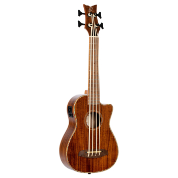 ORTEGA Lizard Series Short Scale Uke Bass 4 String - Acacia Natural + Bag CAIMAN-BS-GB