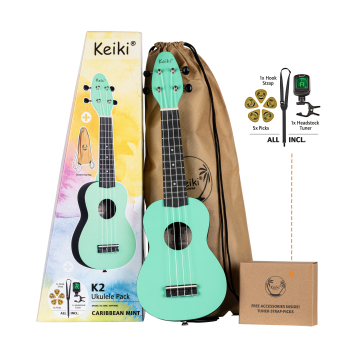 KEIKI K2 Series Soprano Ukulele Set - Agathis / ABS  Caribbean Mint K2-CBM