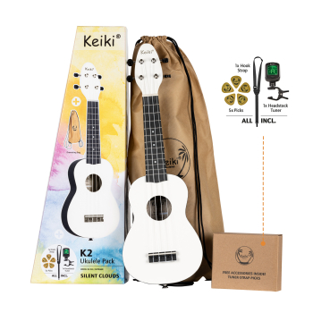 KEIKI K2 Series Soprano Ukulele Set - Agathis / ABS Silent Clouds K2-SCL