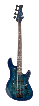 CORT Electric Bass Guitar, GB-Fusion 4, Blue Burst, Gig Bag