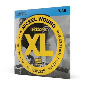 D'Addario EXL125 Saiten für E-Gitarre, mit Nickel umsponnen, Super Light Top/Regular Bottom, 9-46