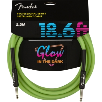 Fender Professional Glow in the Dark Cable, Green, 18.6'(5m)