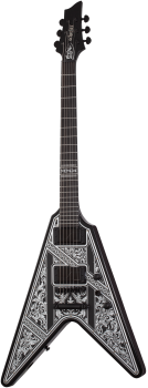 SCHECTER Electric Guitar, V-1 Pryzm Palladium, Gloss Black