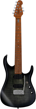 STERLING E-Gitarre, JP157, 7-Saiter, Flame Maple Top, Trans Black Sati