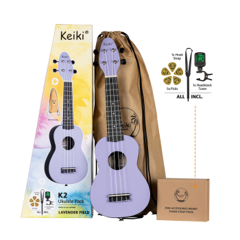 KEIKI K2 Series Soprano Ukulele Set - Agathis / ABS Lavender Field K2-LAF
