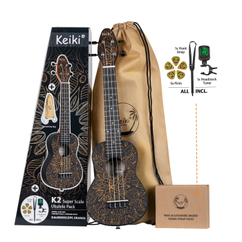 KEIKI K2 Series Superscale Soprano Ukulele Set - Agathis / Orange Kaleidoscope K2SS-OKC