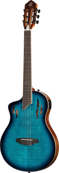 ORTEGA TourPlayer DeLuxe Nylon String Guitar 6-String Lefty - Flamed Maple Blue + Gig Bag RTPDLX-FMA-L