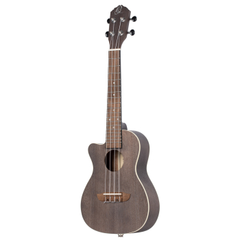 ORTEGA Earth Series Concert Preamp Ukulele 4 String Lefty - Okoume Coal Black  RUCOAL-CE-L