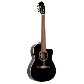 ORTEGA Performer Series 4/4 Thinline Classical Guitar 6-String - Black + Gig Bag RCE138-T4BK
