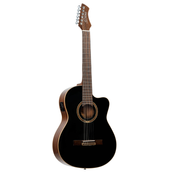 ORTEGA Performer Series 4/4 Classical Guitar 6-String - Black + Gig Bag RCE238SN-BKT