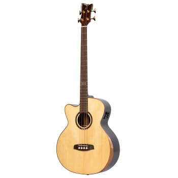 ORTEGA The Private Room Medium Scale Acoustic Bass 4 String Lefty - Spruce / Striped Ebony Natural + Bag STRIPSU.ACB-L