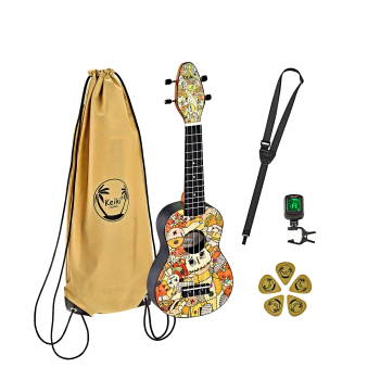 KEIKI K2 Series Soprano Ukulele Set - Agathis / ABS Voodoo Puppet K2-VP