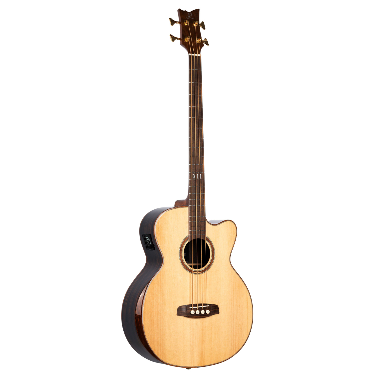ORTEGA The Private Room Medium Scale Acoustic Bass 4 String - Spruce / Striped Ebony Natural + Bag STRIPEDSU.ACB