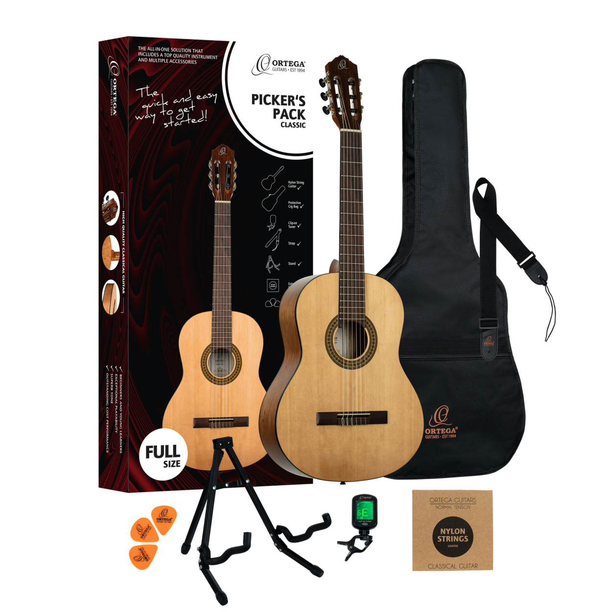ORTEGA Picker´s Pack 4/4 Nylon String Guitar 6-String -Beginner Set RPPC44