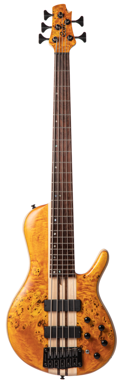 CORT Bass Guitar, A5 Plus SC, Amber Open Pore, 5-String, Softcase