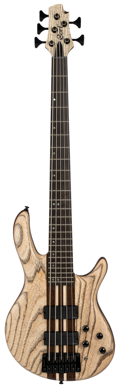 CORT Bass Guitar, A5 Ultra, Etched Natural Black, 5-String, Softcase