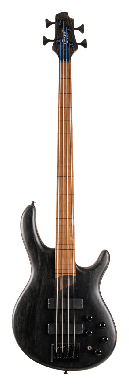 CORT Bass Guitar, B4 Element Fretless, Open Pore Trans Black