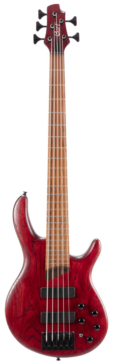 CORT Bass Guitar, B5 Element, Open Pore Burgandy Red, 5-String