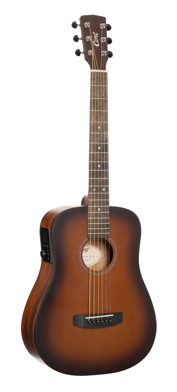 CORT Steel String Guitar, Earth Mini GO, Open Pore Brown Burst, Preamp