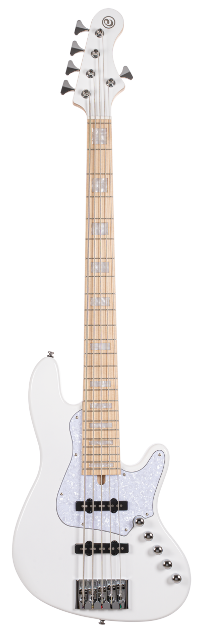CORT Bass Guitar, Elrick NSJ5, White, 5-String, Softcase