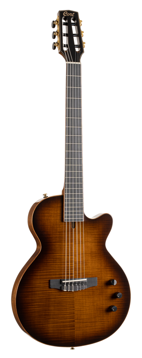 CORT E-Guitar, Sunset Nylectric DLX, Nylon, Tobacco Sunburst, Preamp