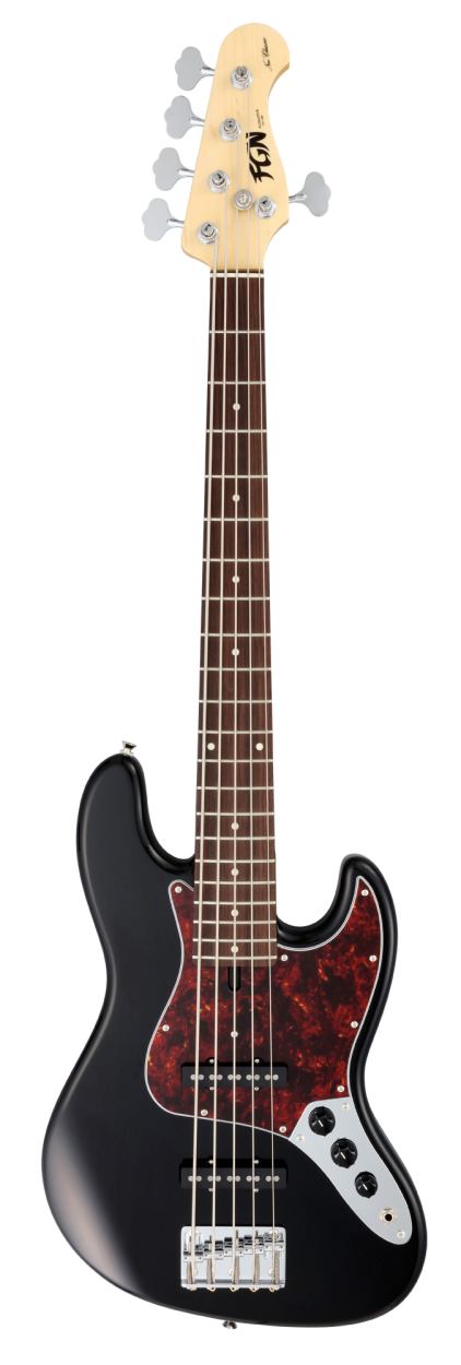 FGN Bassgitarre, Neo Classic JB-100, 5-Saiter, Black, Gigbag