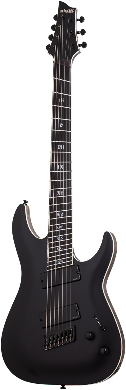 SCHECTER Electric Guitar, SLS Elite C-7 Multiscale Evil Twin, Satin Black