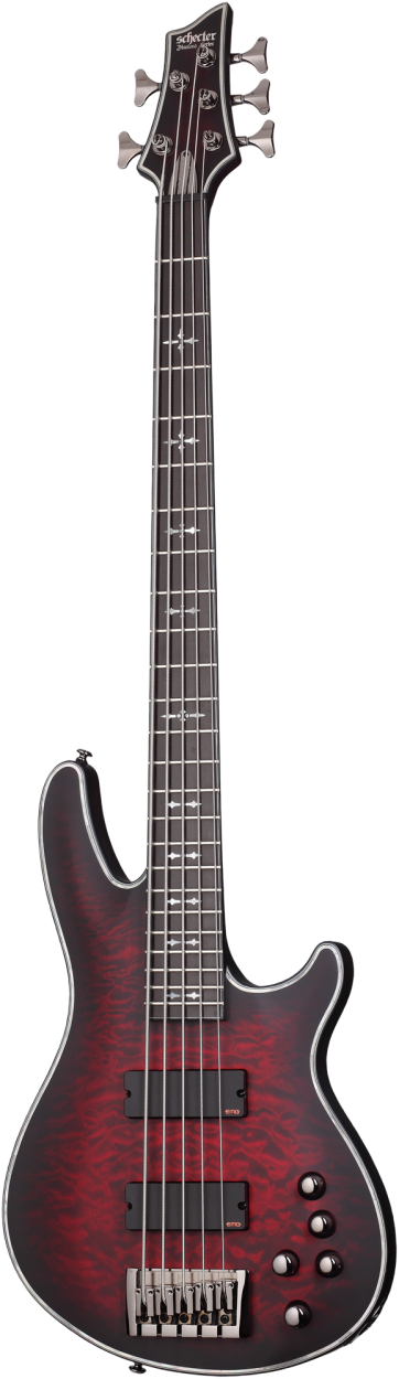 SCHECTER Electric Bass Guitar, Hellraiser Extreme-5, Crimson Red Burst Satin