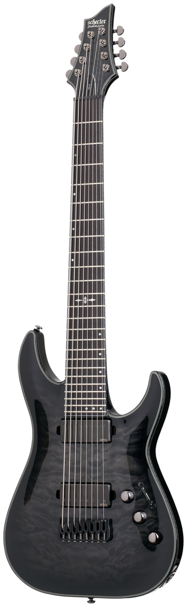 SCHECTER Electric Guitar, Hellraiser Hybrid C-8, Trans Black Burst
