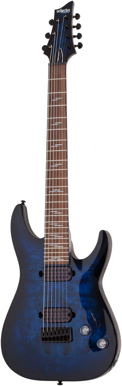 SCHECTER Electric Guitar, Omen Elite 7, See Thru Blue Burst
