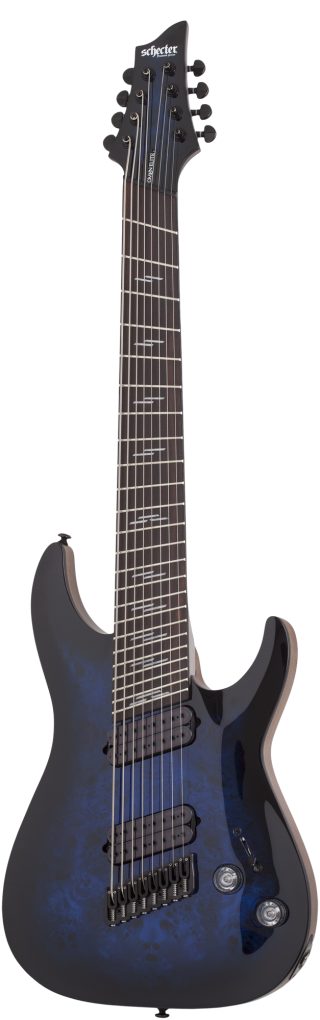 SCHECTER E-Gitarre, Omen Elite 8, MultiScale, See Thru Blue Burst