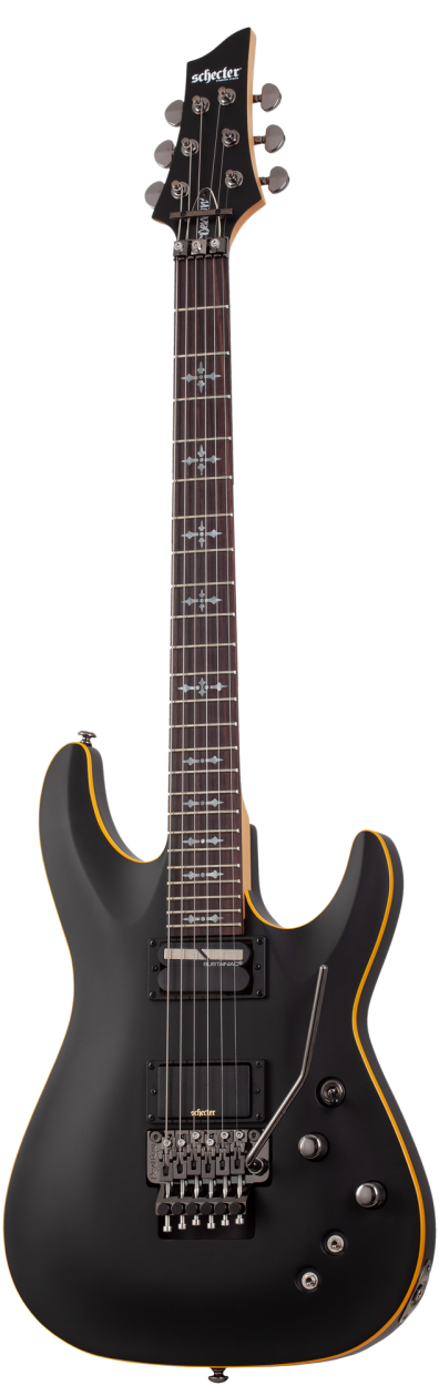 SCHECTER Electric Guitar, Demon-6 FR S, Aged Black Satin