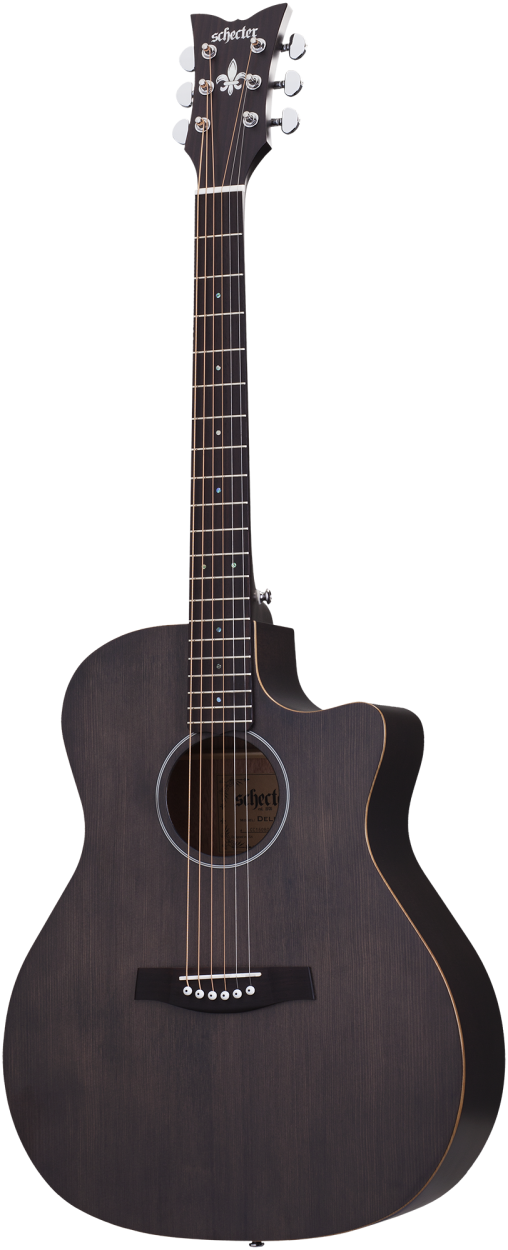 SCHECTER Steel String Guitar, Deluxe, See-Thru Black Satin