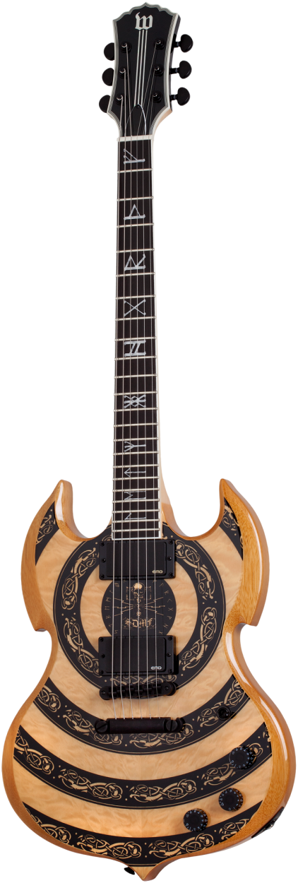 SCHECTER Electric Guitar, Wylde Audio, Barbarian Norse Dragon Bullseye, Rawtop