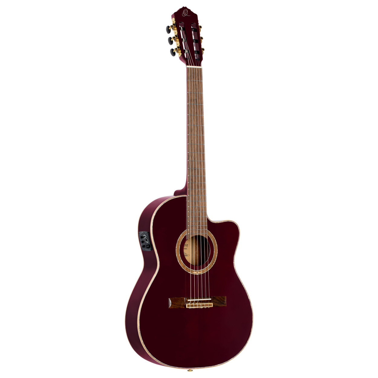 ORTEGA Performer Series 4/4 Thinline Classical Guitar 6-String - Stained Red + Gig Bag RCE138-T4STR