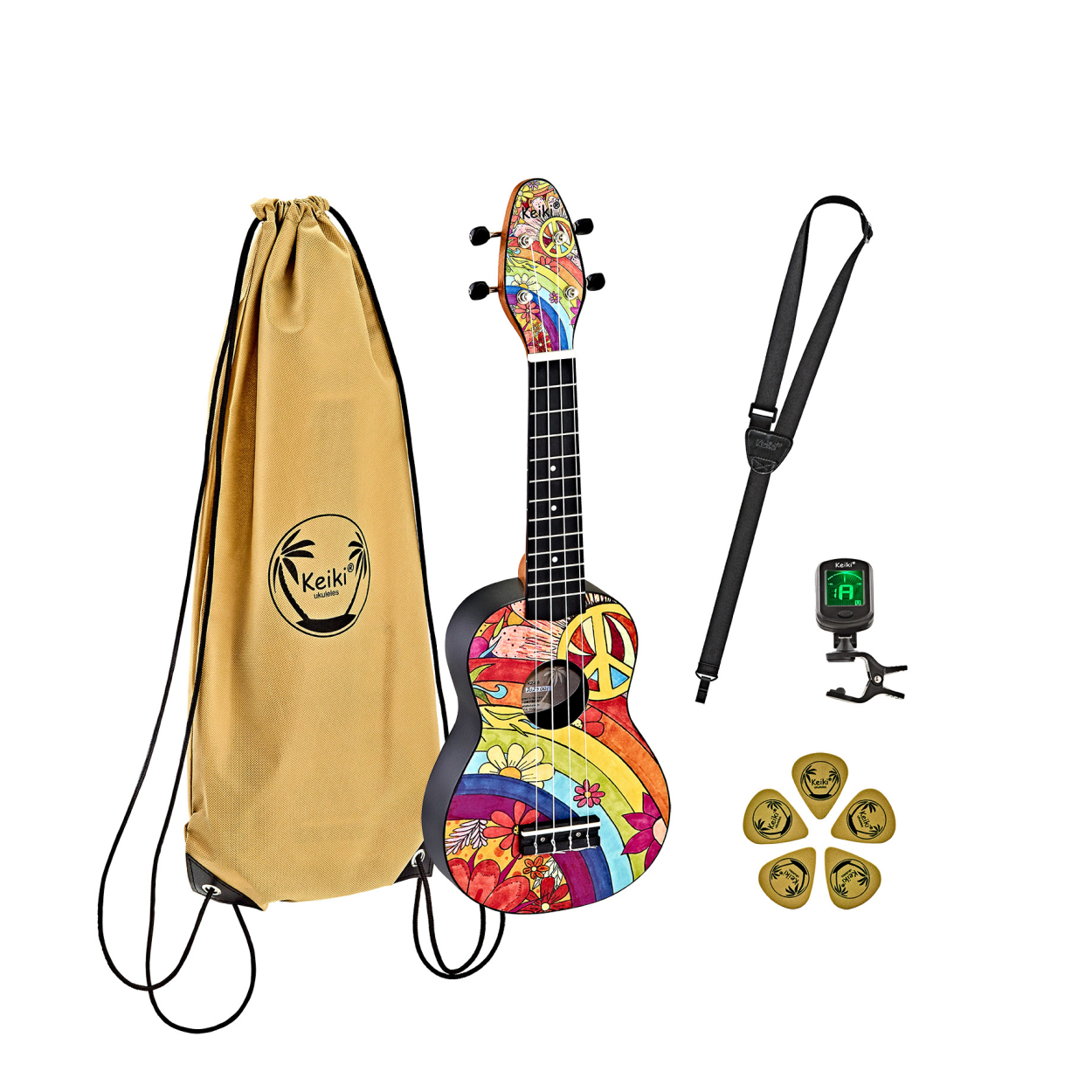 KEIKI K2 Series Soprano Ukulele Set - Agathis / Peace "68" K2-68