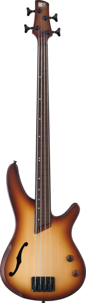 IBANEZ Bass Workshop SR Semi-Hollow Body Bass 4-String Fretless, AERIUM - Natural Browned Burst Flat SRH500F-NNF
